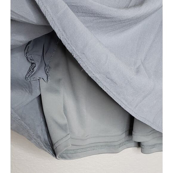 Andree by Units Womens Tunic Top Small Blue Embroidered V-Neck Roll Tab Sleeve - Picture 5 of 6